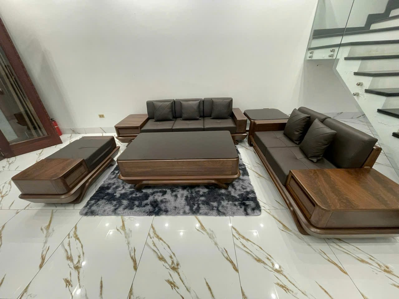 sofa gỗ óc chó 2024 new